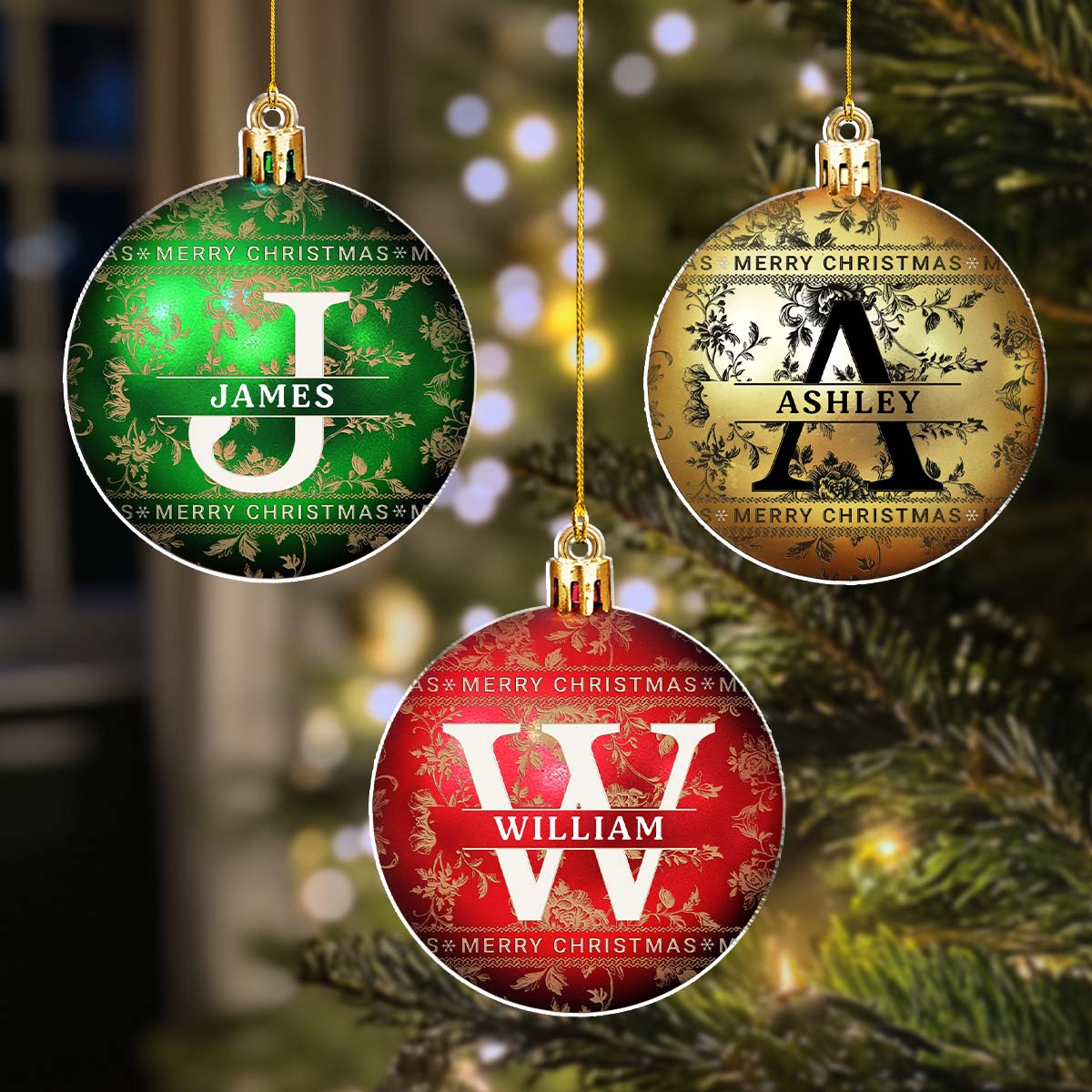 Merry Christmas With Name - Personalized Custom Acrylic Ornament