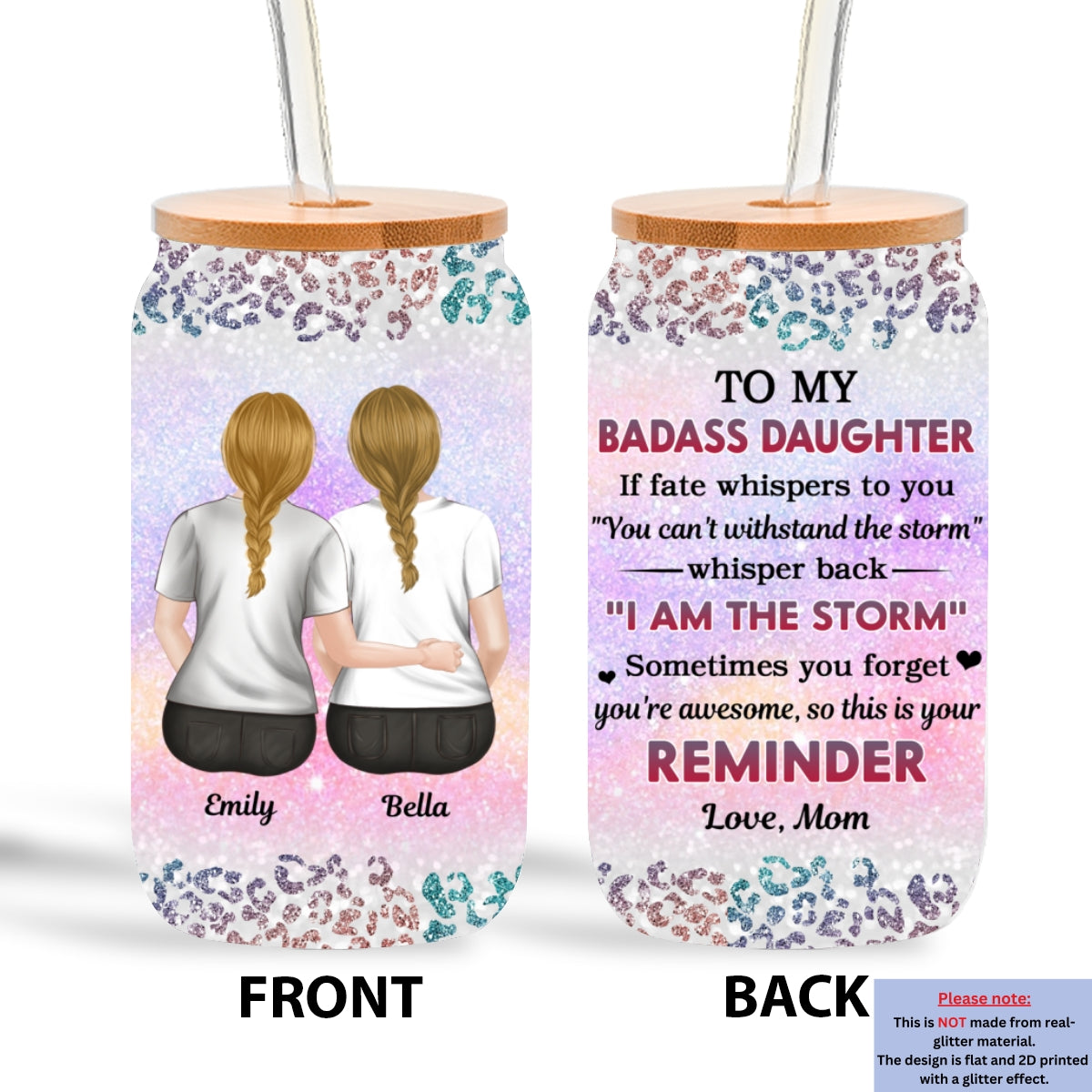 From Mom To Badass Daughter - Personalized Custom Glass Can