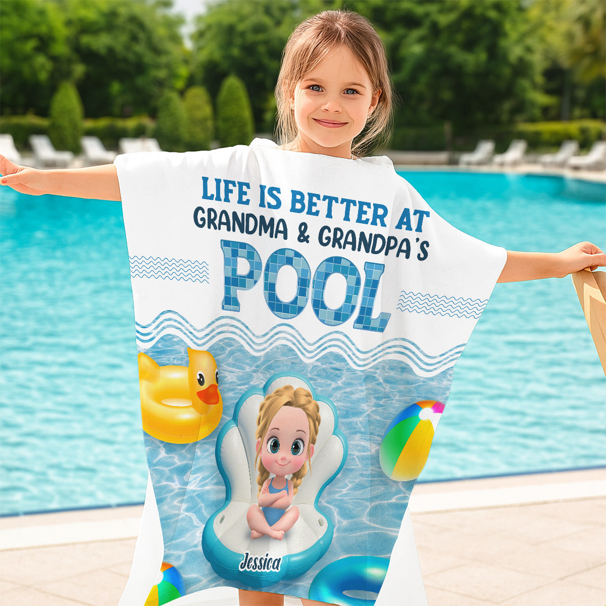 Better At Grandma Pool - Personalized Custom Hooded Beach Towel