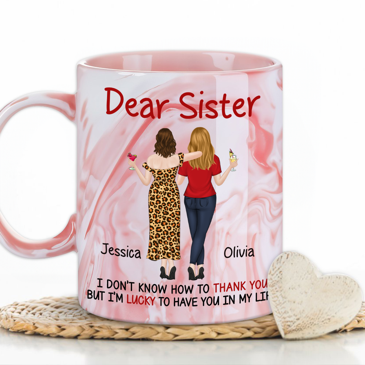 Lucky To Have You - Personalized Custom Pink Marble Mug