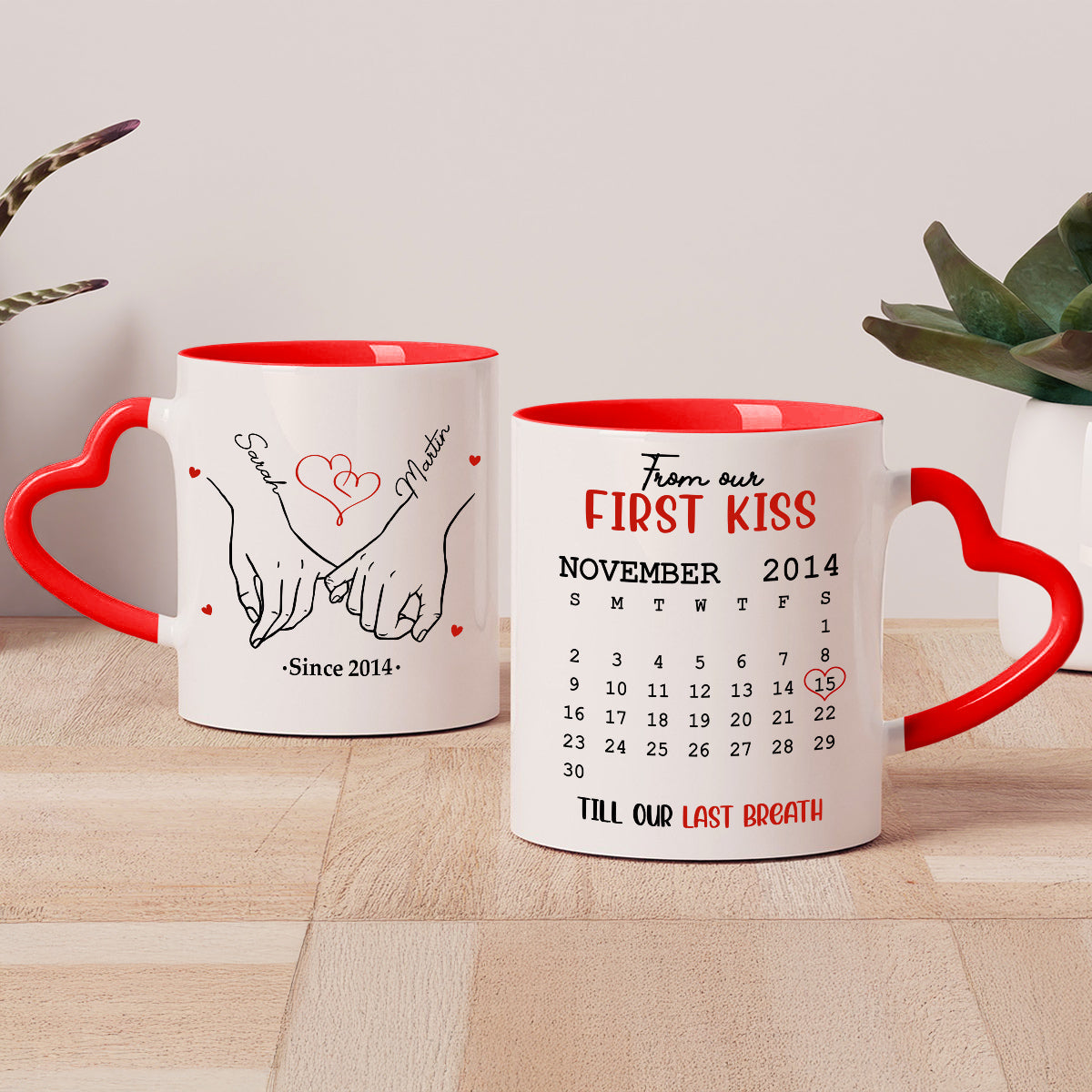 I Met You - Personalized Custom Heart Handle Mug