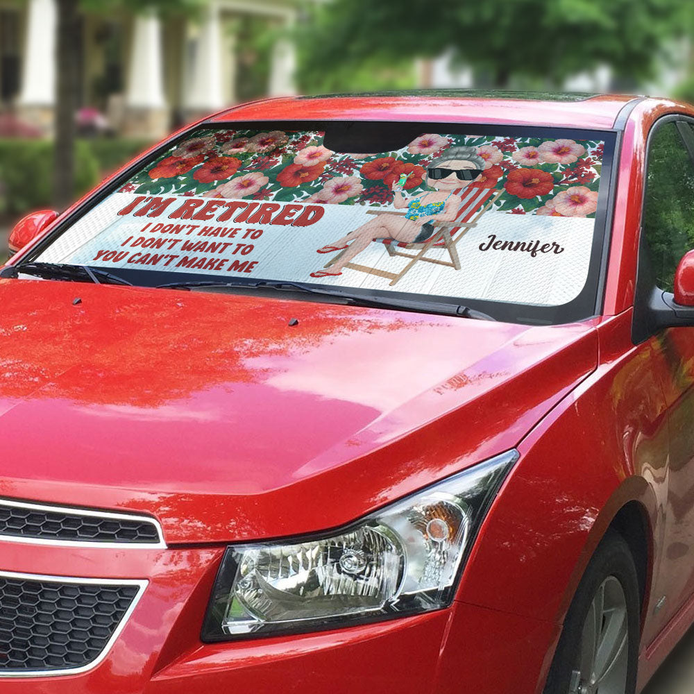 I Am Retired - Personalized Custom Car Sunshade
