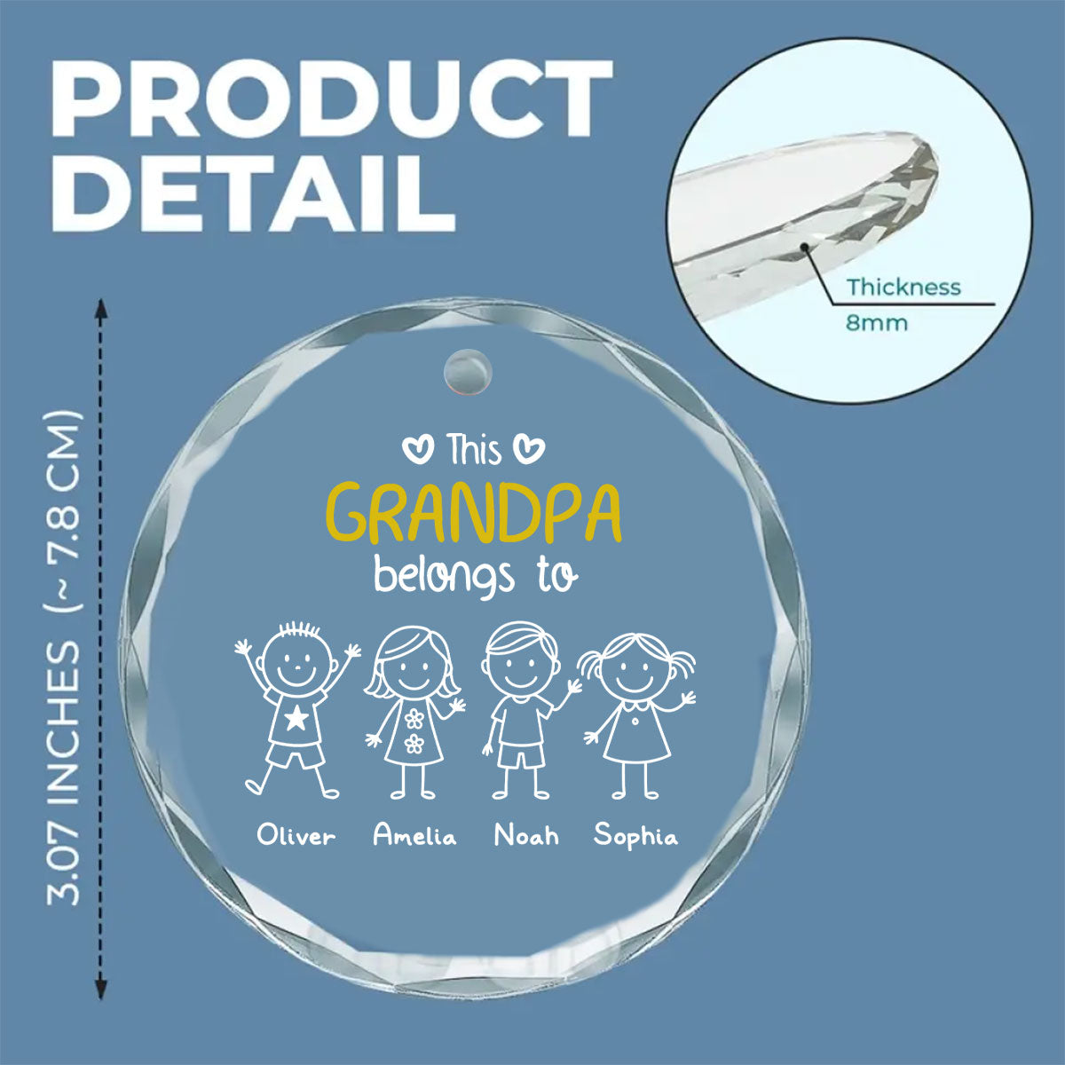 A Grandpa Loved At Christmas - Personalized Custom Glass Ornament