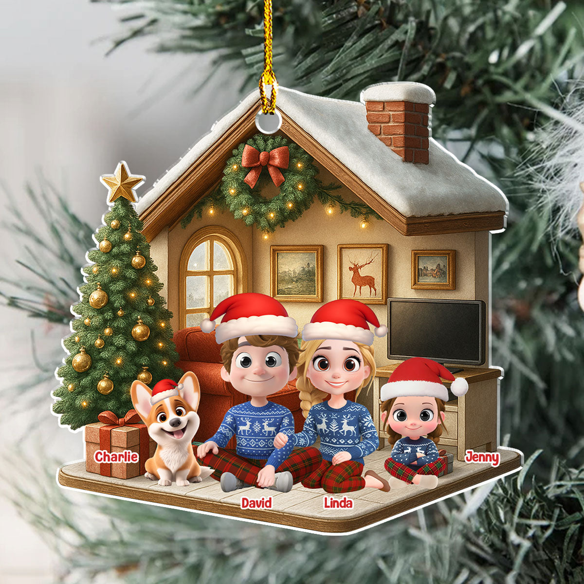 Under A Happy Roof - Personalized Custom 3D Effect Acrylic Ornament