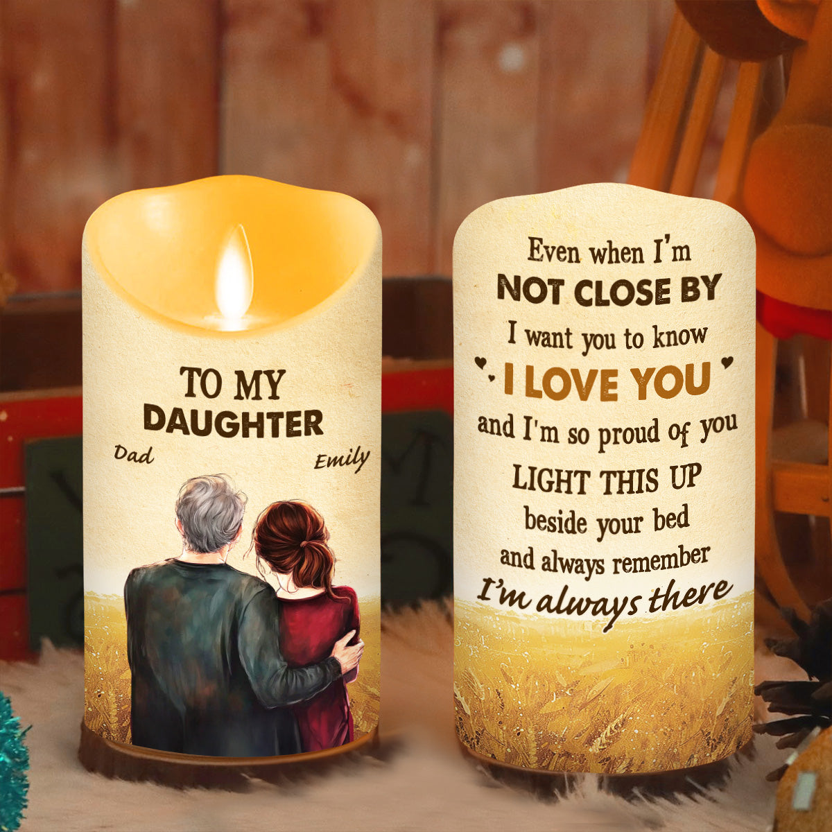 To My Daughter Love Dad - Personalized Custom LED Candle
