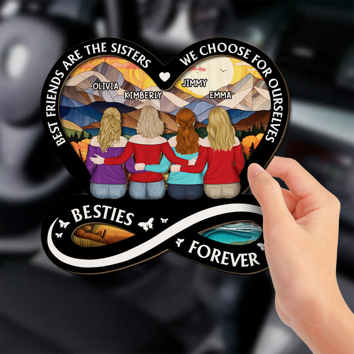 Not Sisters By Blood But Sisters By Heart - Personalized Custom Car Visor Clip