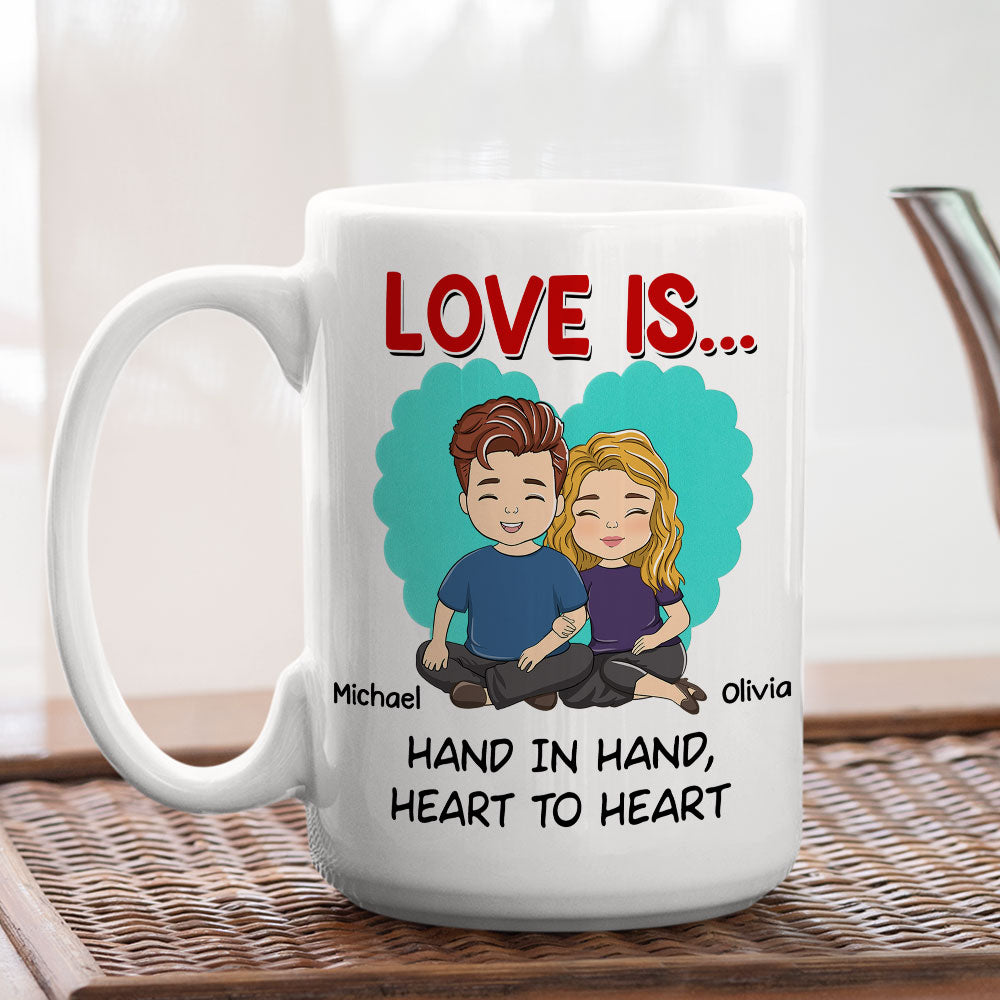 Hearts Holding Hands Forever More - Personalized Custom Coffee Mug
