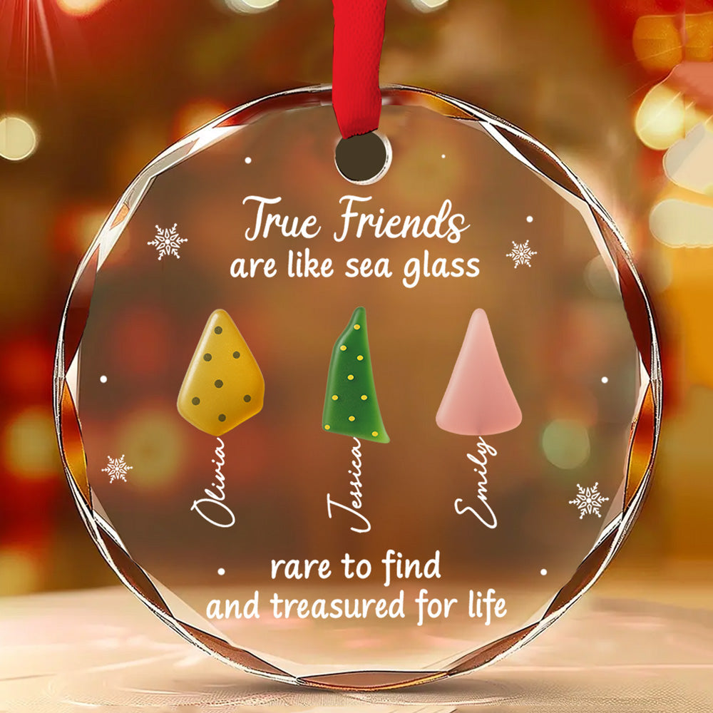 True Friend Are Like Sea Glass - Personalized Custom Glass Ornament