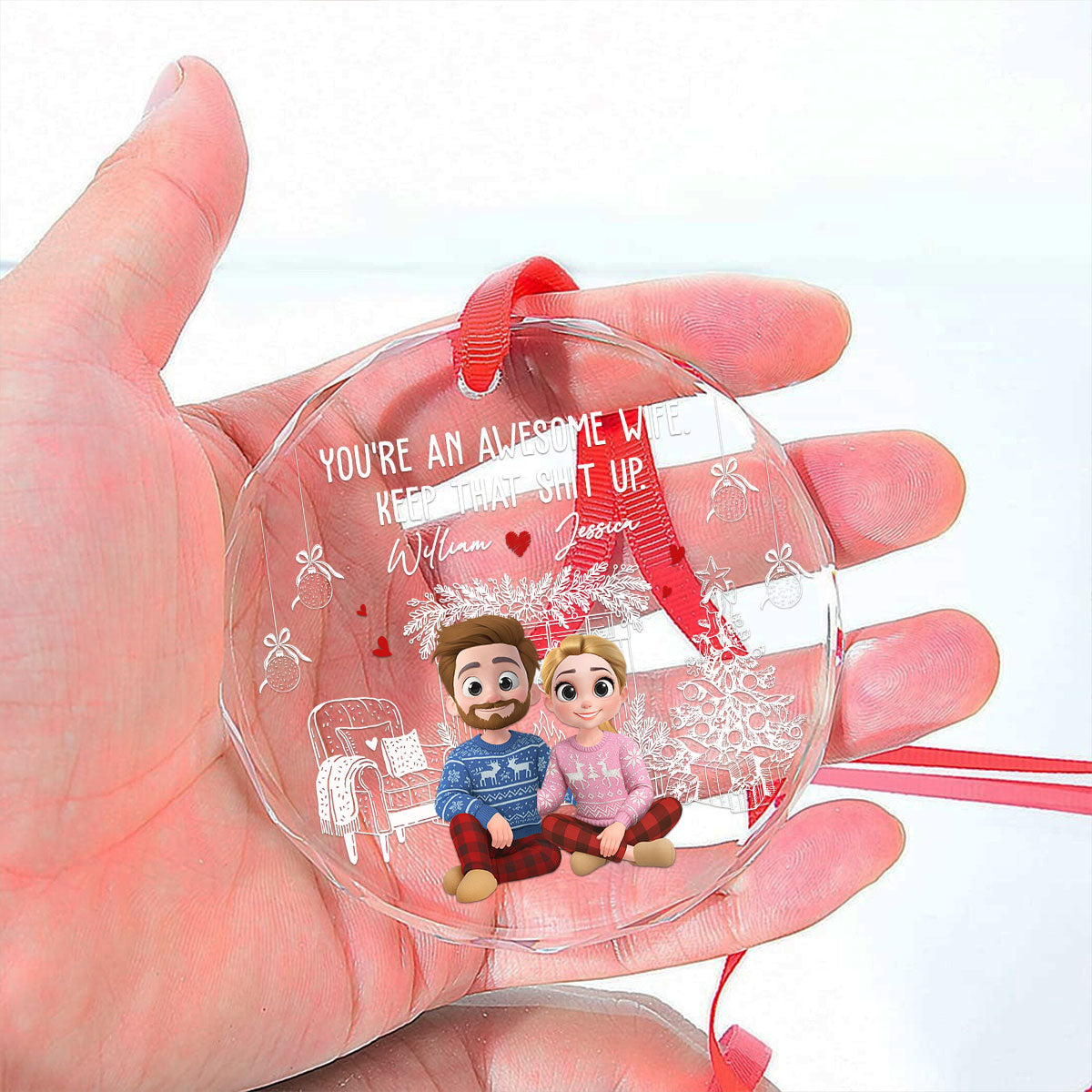 You Are A Great Wife - Personalized Custom Glass Ornament