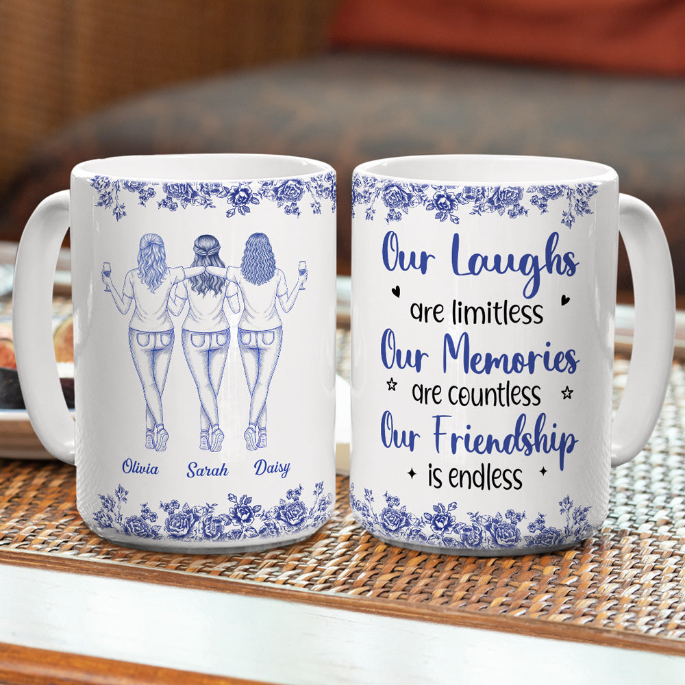 Our Laughs Are Limitless Blue Toile Ver 2 - Personalized Custom Coffee Mug