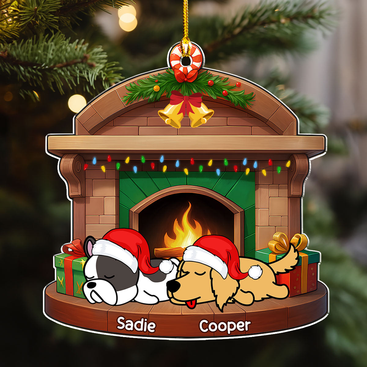 Sleeping Dog Christmas - Personalized Custom Acrylic Ornament