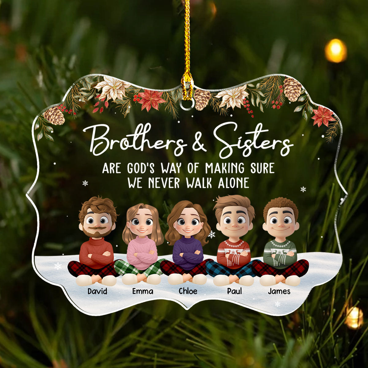 Together Always Brothers and Sisters - Personalized Custom Acrylic Ornament