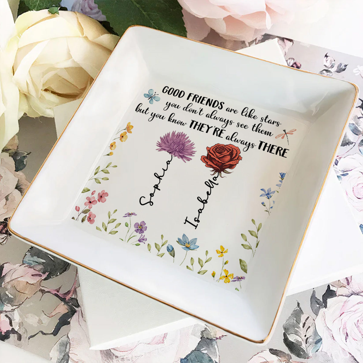 Good Friends Are Like Stars - Personalized Custom Jewelry Dish