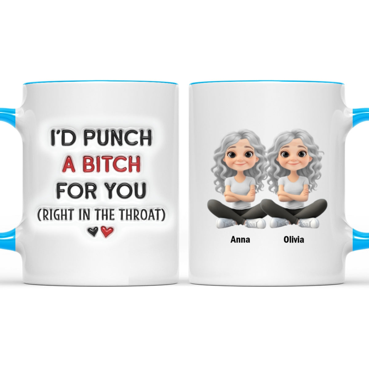 Best Besties - Personalized Custom 3D Inflated Effect Accent Mug