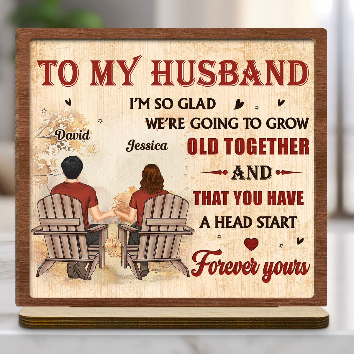 A Lifetime With You - Personalized Custom 2-Layer Wood Plaque With Flat Base