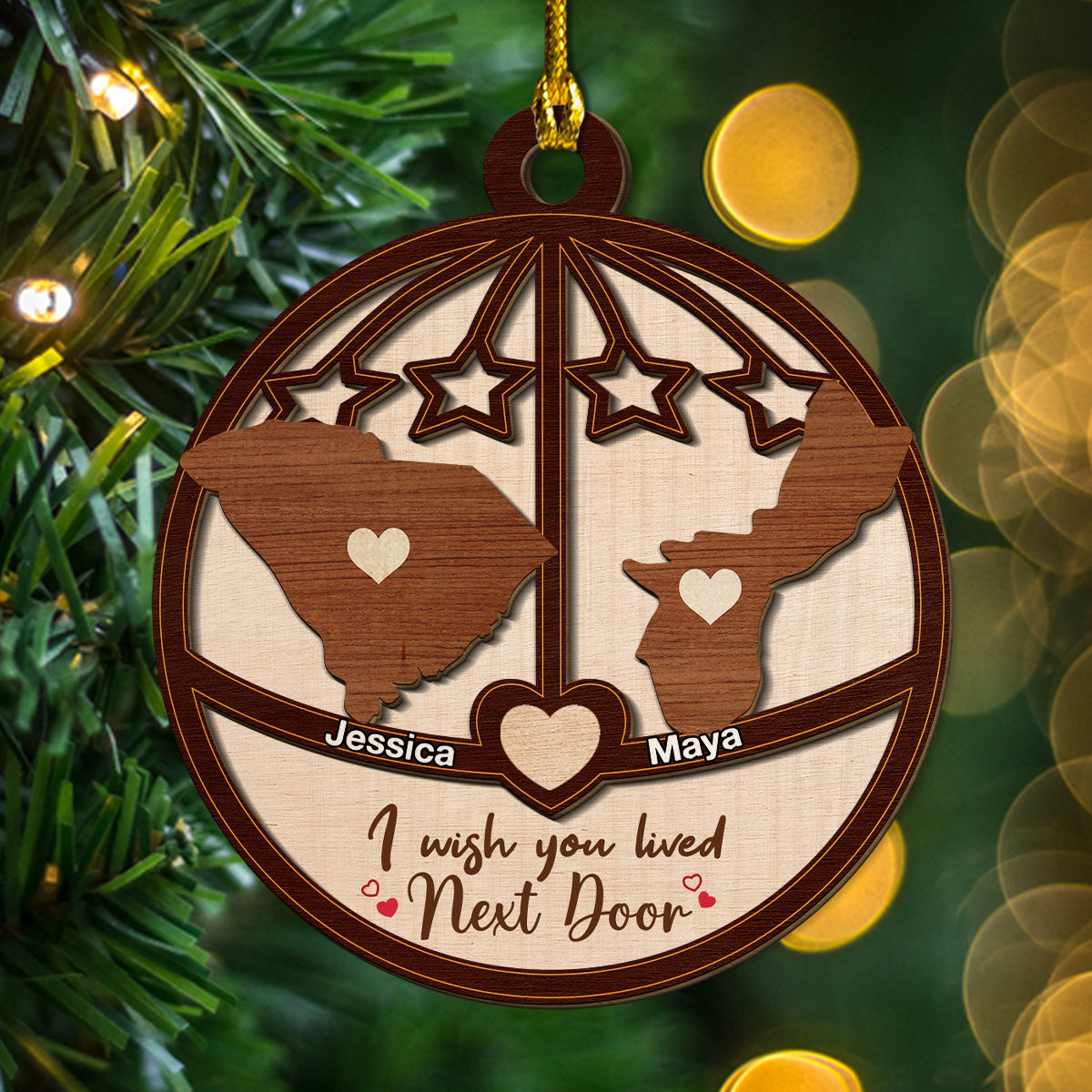Friendship Without Limits - Personalized Custom 2-Layered Wood Ornament
