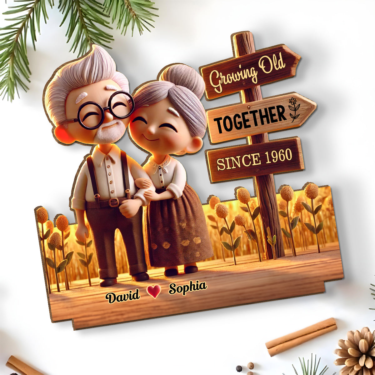 Timeless Love - Personalized Custom 2-Layer Wood Plaque With Flat Base