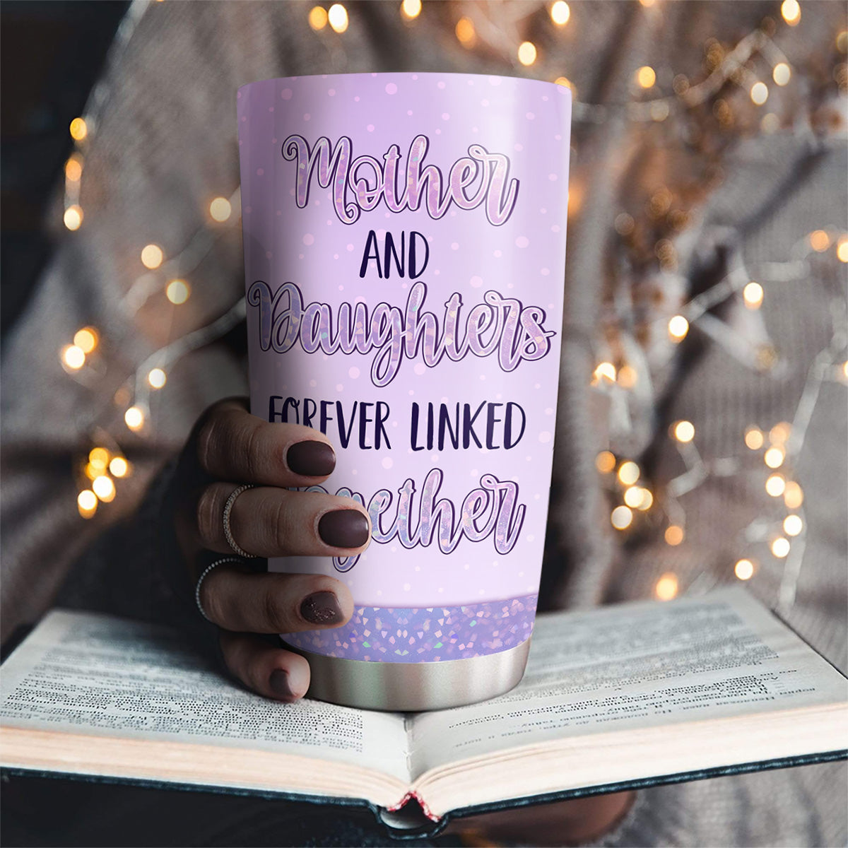 Mother And Daughter Forever Linked Together - Personalized Custom 3D Inflated Effect Tumbler