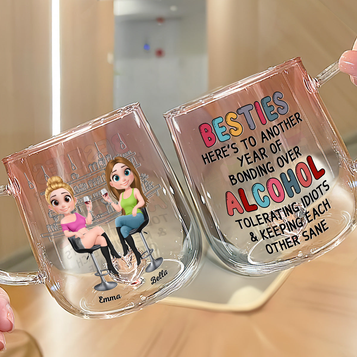 Another Year Of Bonding - Personalized Custom Pink Gradient Glass Mug