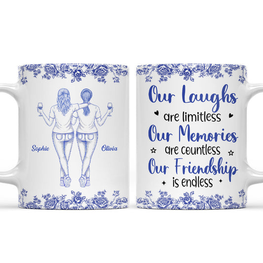Our Laughs Are Limitless Blue Toile Ver 2 - Personalized Custom Coffee Mug