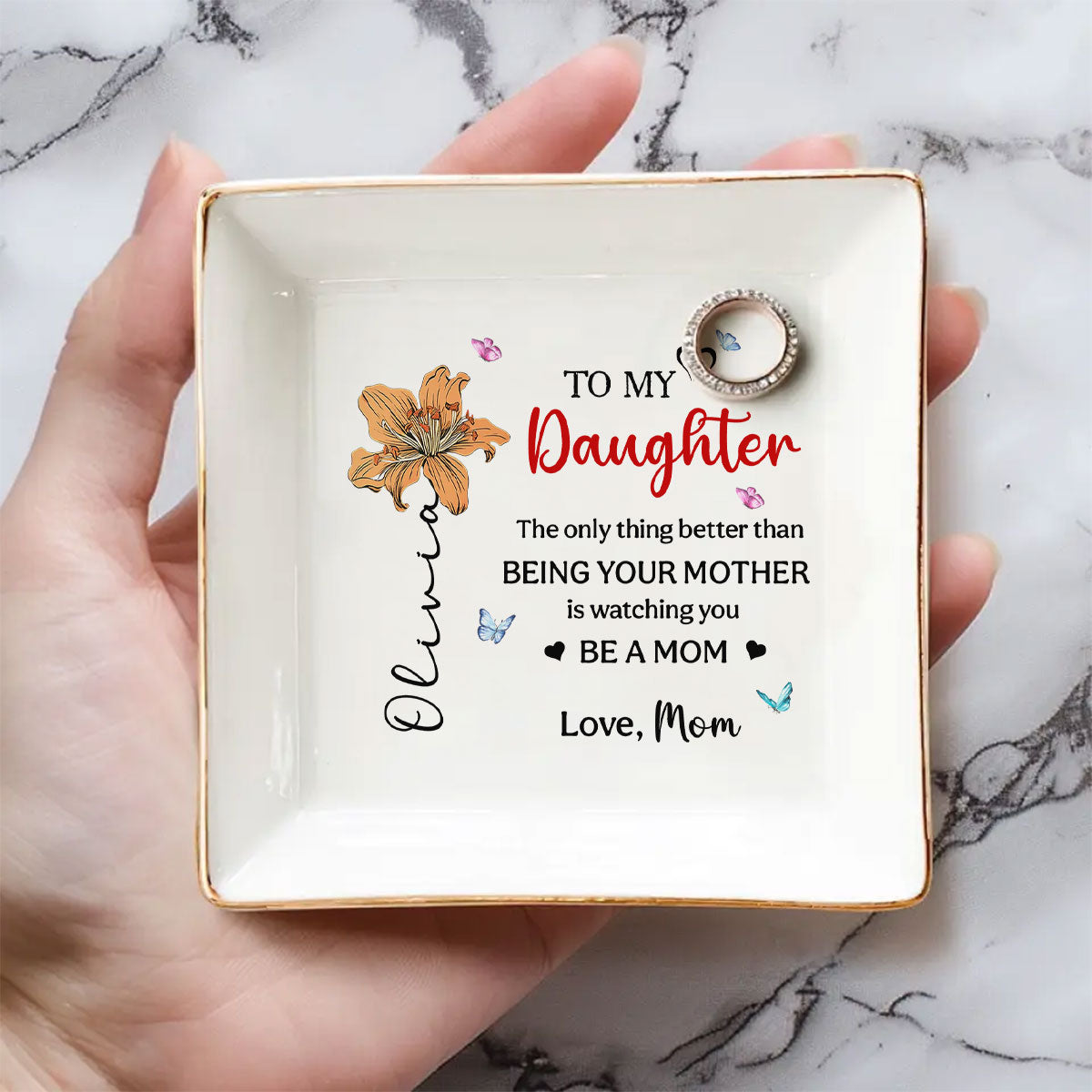 To My Daughter - Personalized Custom Jewelry Dish