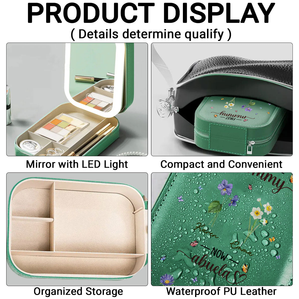 First Mom Now Grandma - Personalized Custom Jewelry Box With LED Mirror