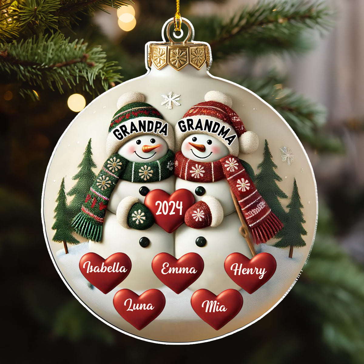 Merry Christmas Grandma And Grandpa - Personalized Custom Acrylic Ornament