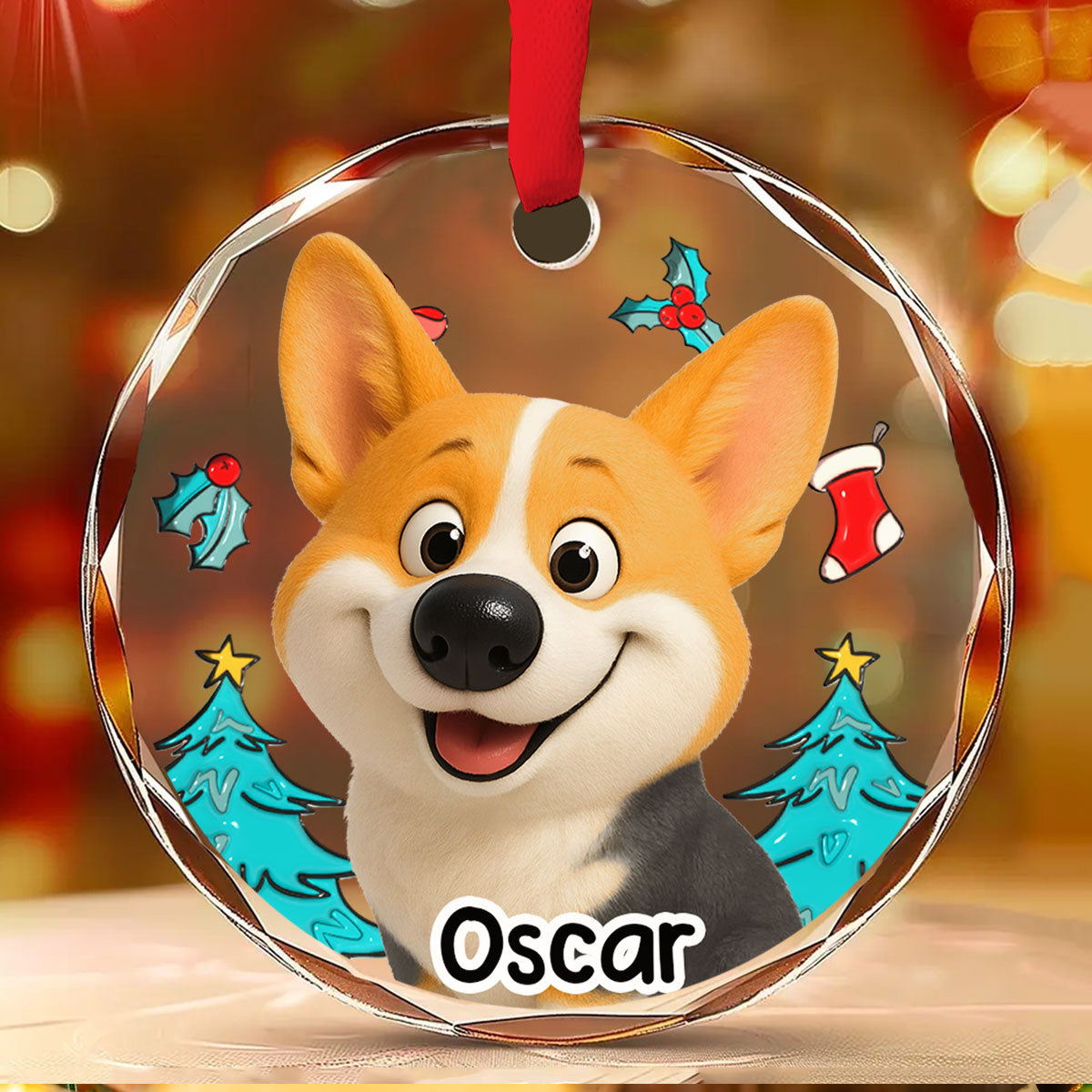 Santa Is Coming - Personalized Custom 3D Inflated Effect Glass Ornament