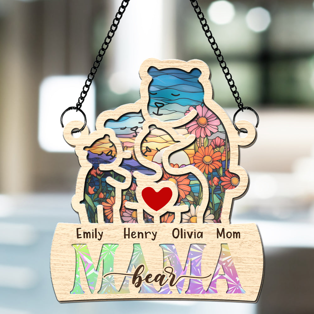 Mama Bear We Love You - Personalized Custom Suncatcher