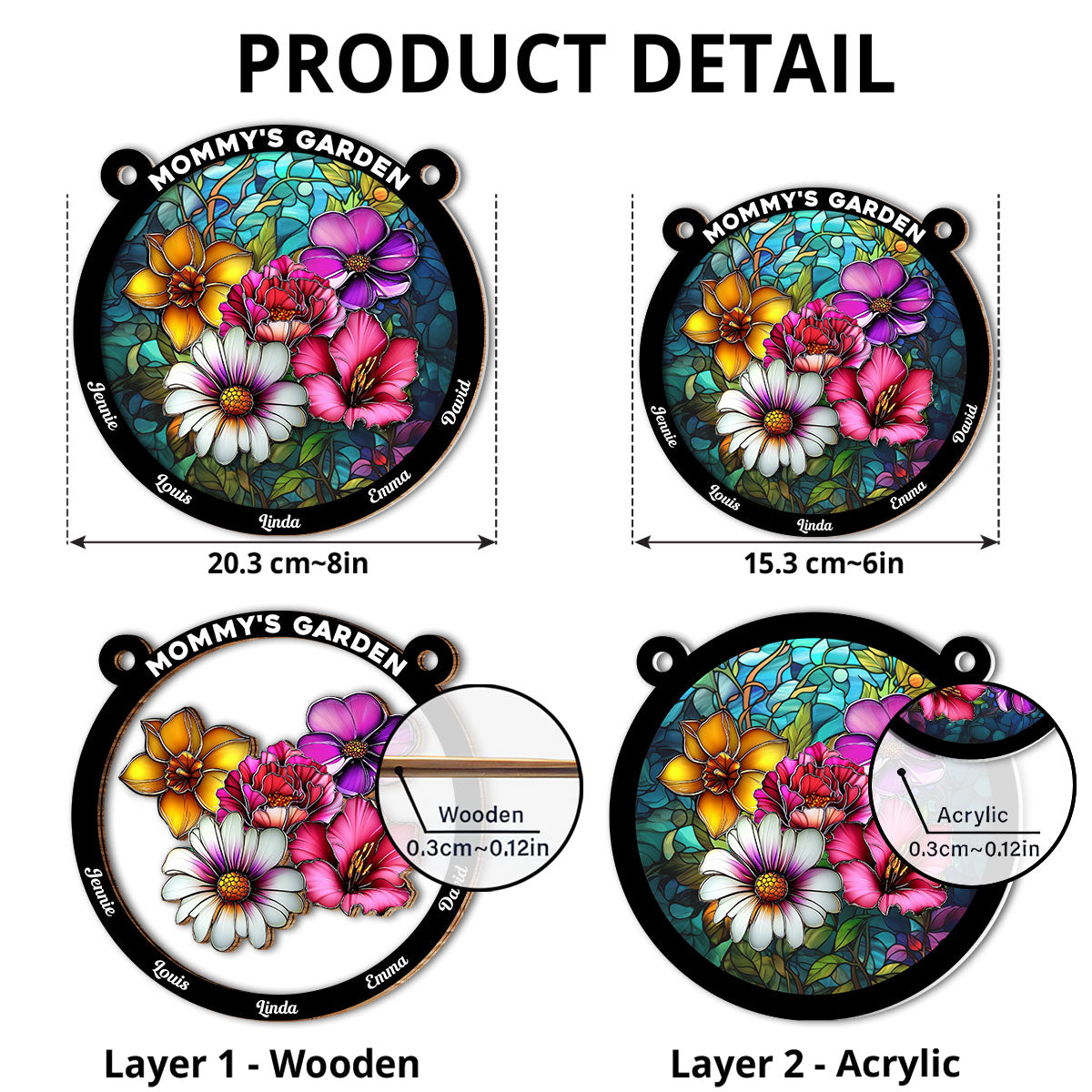 Flower Birth Month Garden Mother - Personalized Custom Suncatcher