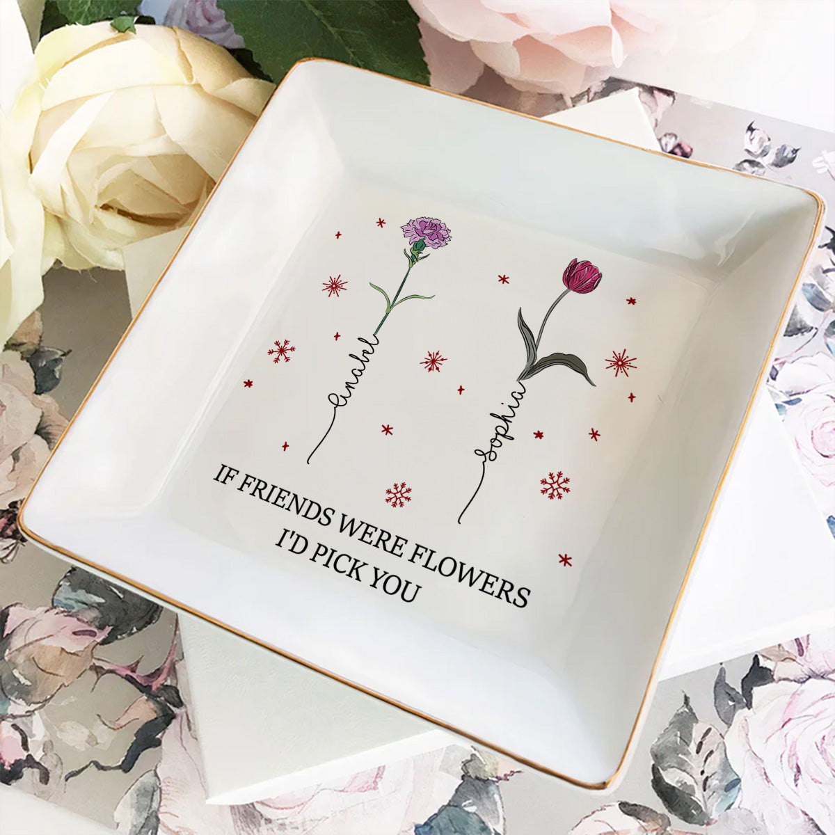 Merry Christmas My Lovely Flower - Personalized Custom Jewelry Dish