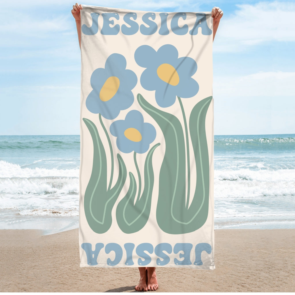 Custom Birth Month Flower Friends Sisters Summer Gift - Personalized Custom Beach Towel