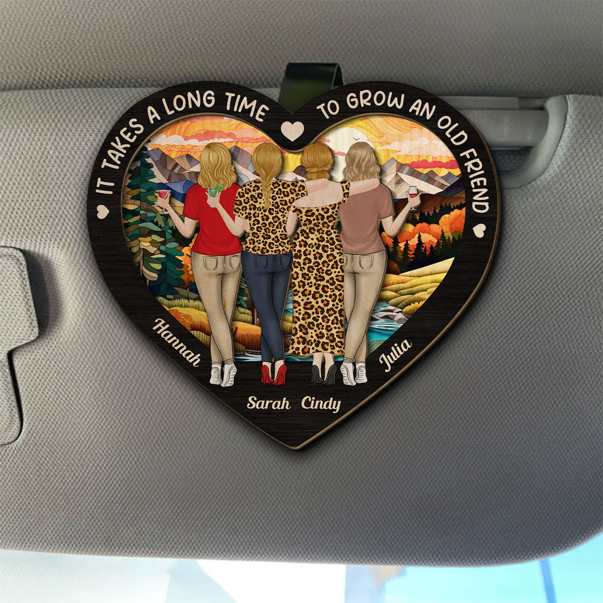 Bestie Old Friends Take Time To Grow - Personalized Custom Car Visor Clip