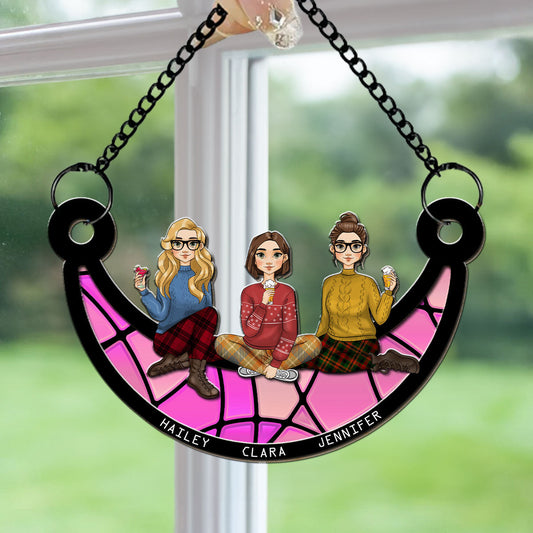Best Friends Sitting On The Lunar - Personalized Custom Suncatcher