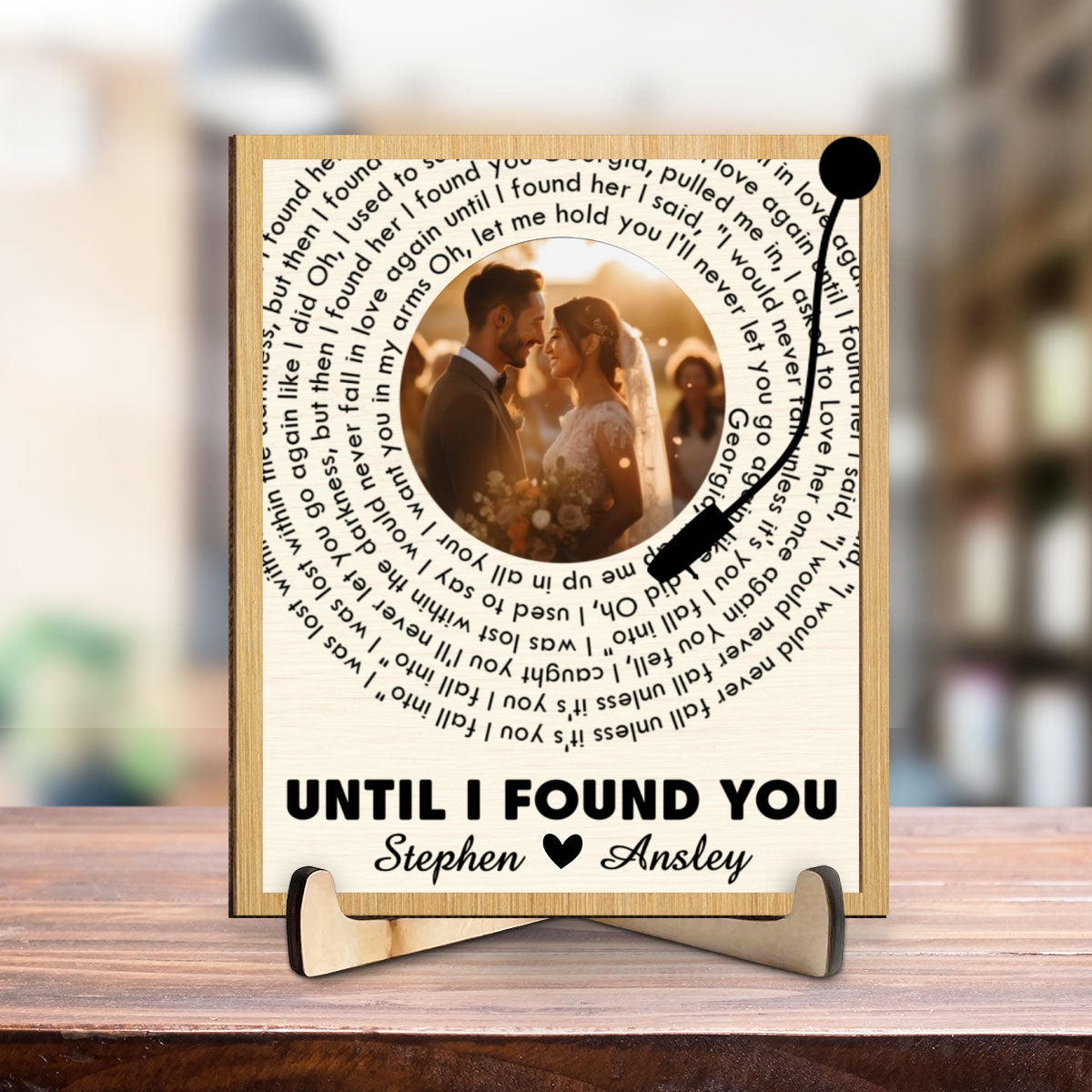 Custom Couple Photo And Favorite Spiral Song Lyrics - Personalized Custom Wooden Plaque