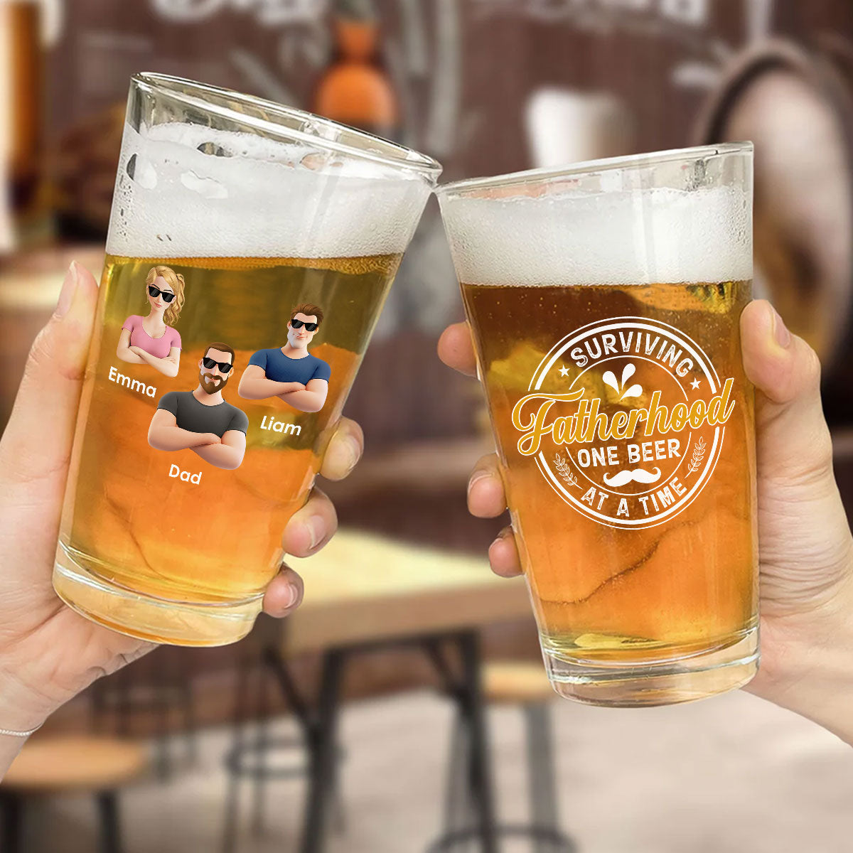 Fatherhood- Personalized Custom Beer Glass