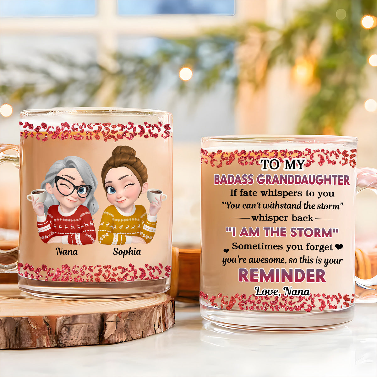 My Brave Granddaughter - Personalized Custom Glass Mug