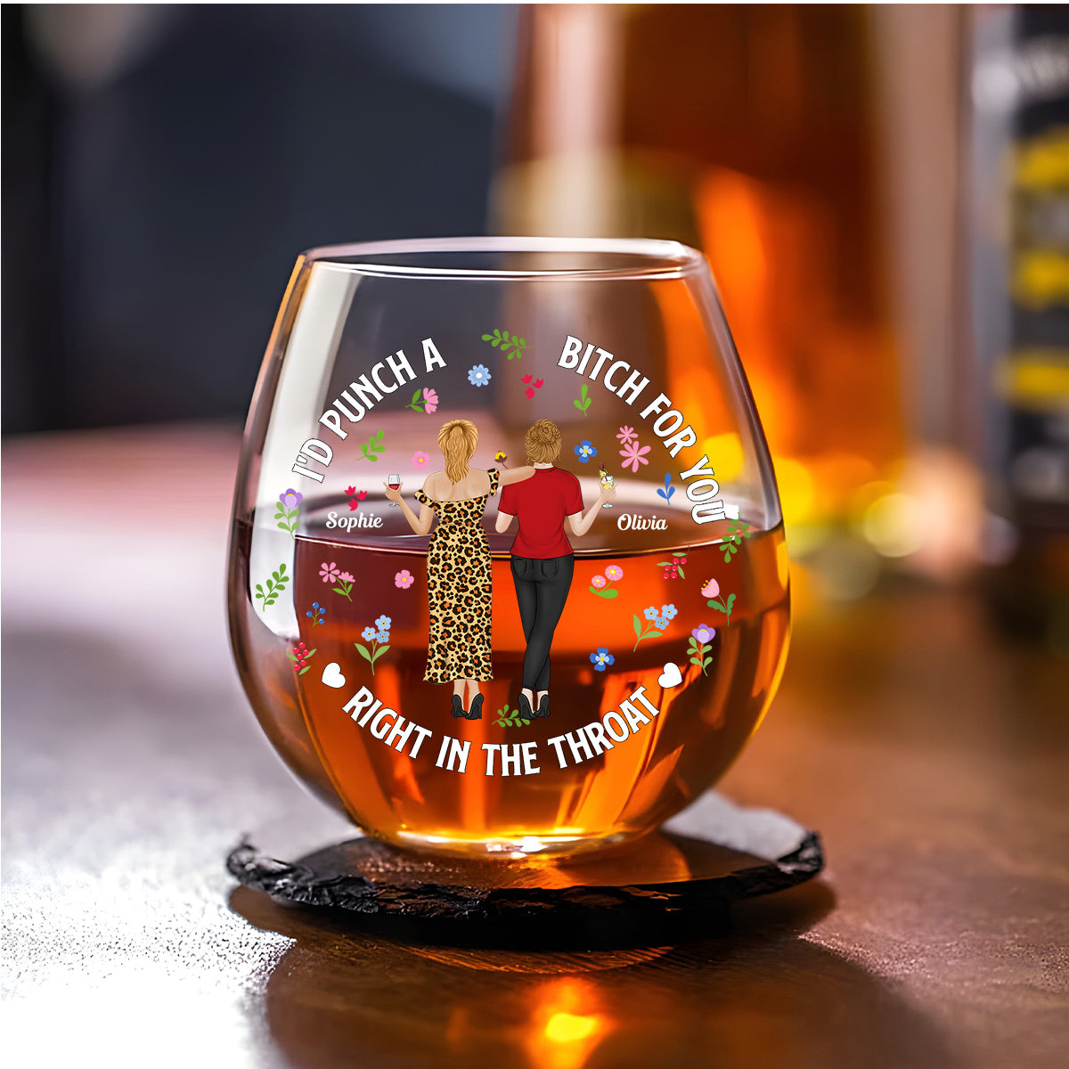 Punch Bitch Besties - Personalized Custom Wine Glass