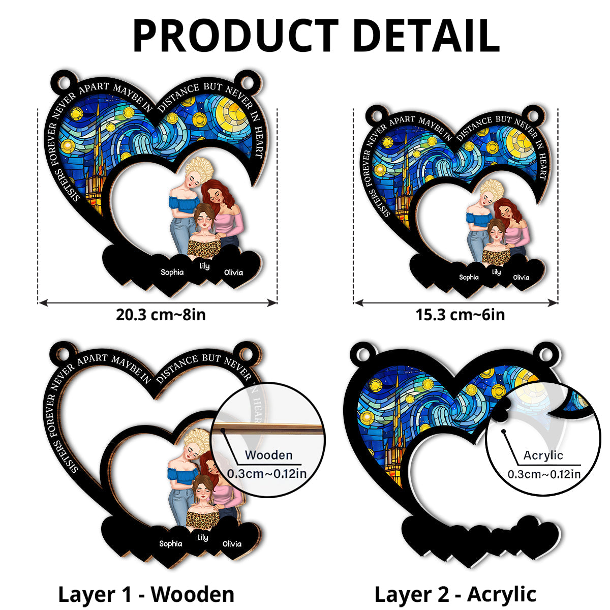 Besties Lean On Shoulder - Personalized Custom Suncatcher