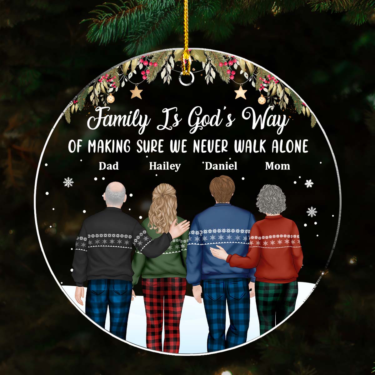 Family Never Walk Alone - Personalized Custom Acrylic Ornament