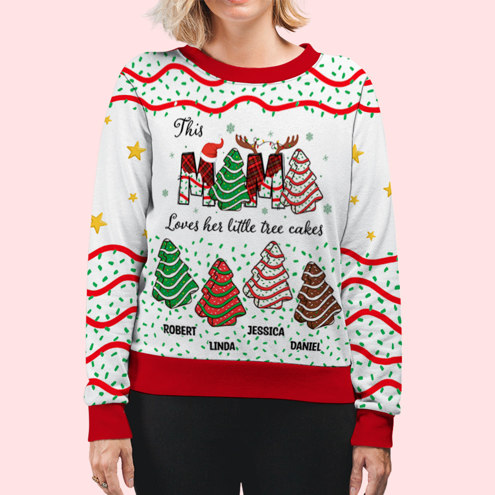 Grandma Christmas Tree Cake - Personalized Custom All-Over-Print Sweatshirt
