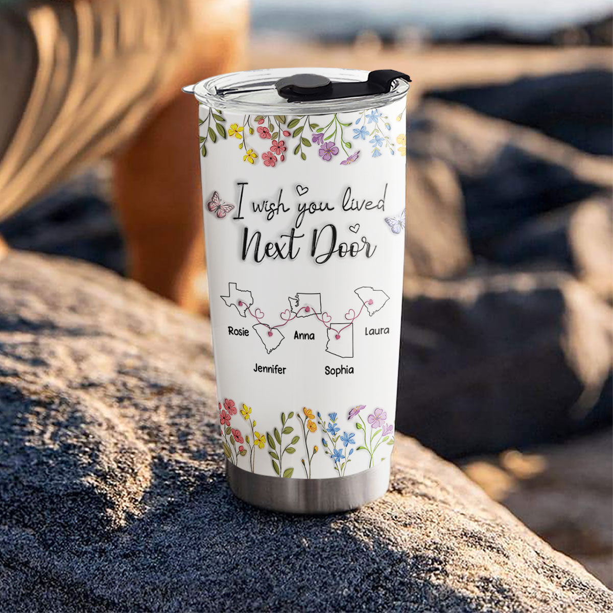 I Wish We Lived Closer Floral Version - Personalized Custom 3D Inflated Effect Tumbler