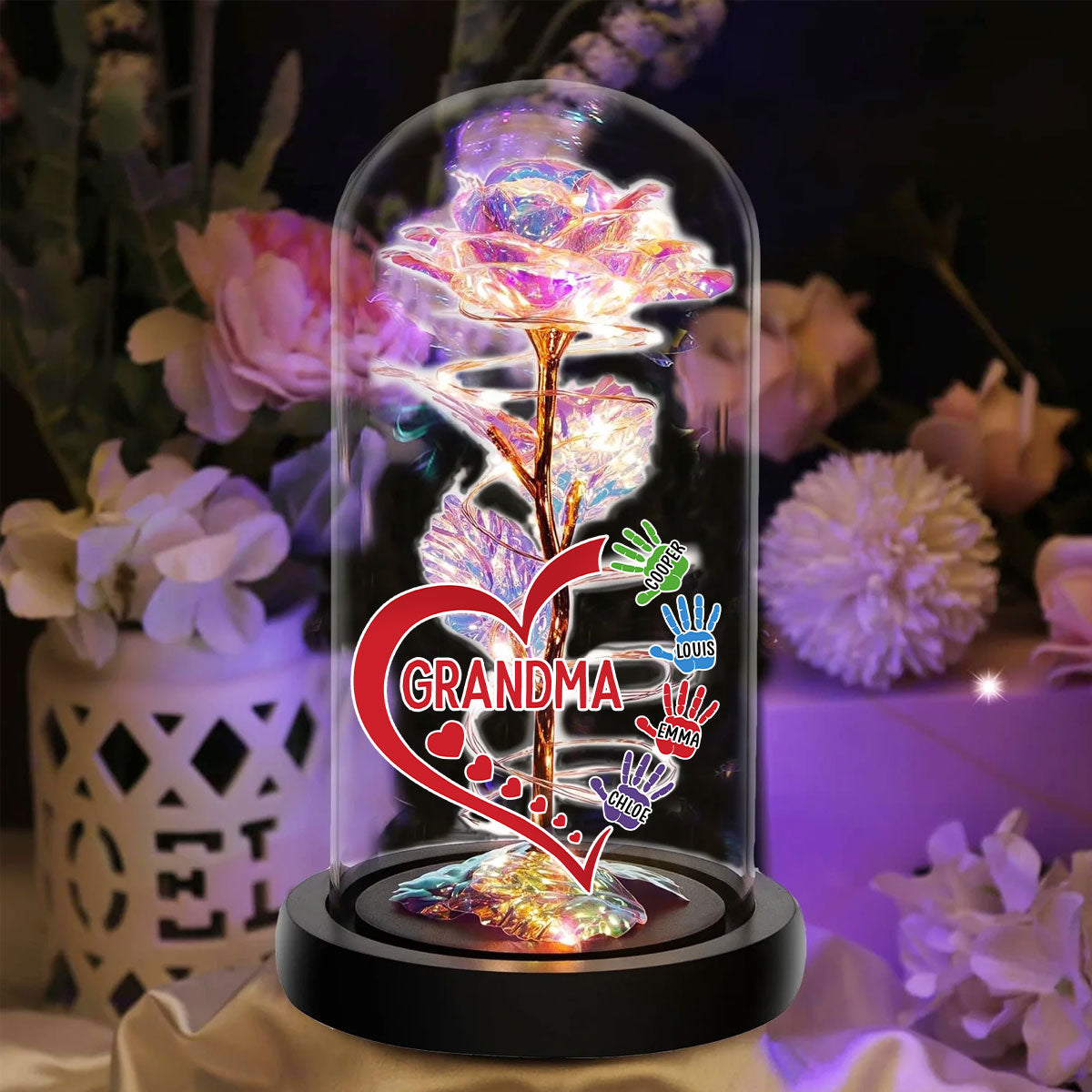 Lovely Grandma - Personalized Custom Sparkly Rose
