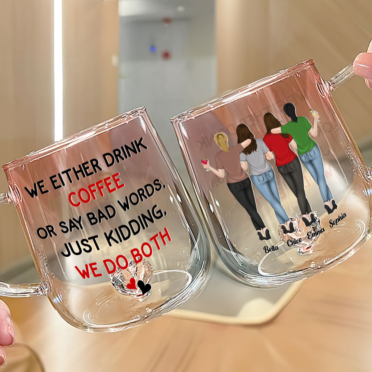 Life Is Better With Coffee - Personalized Custom Pink Gradient Glass Mug