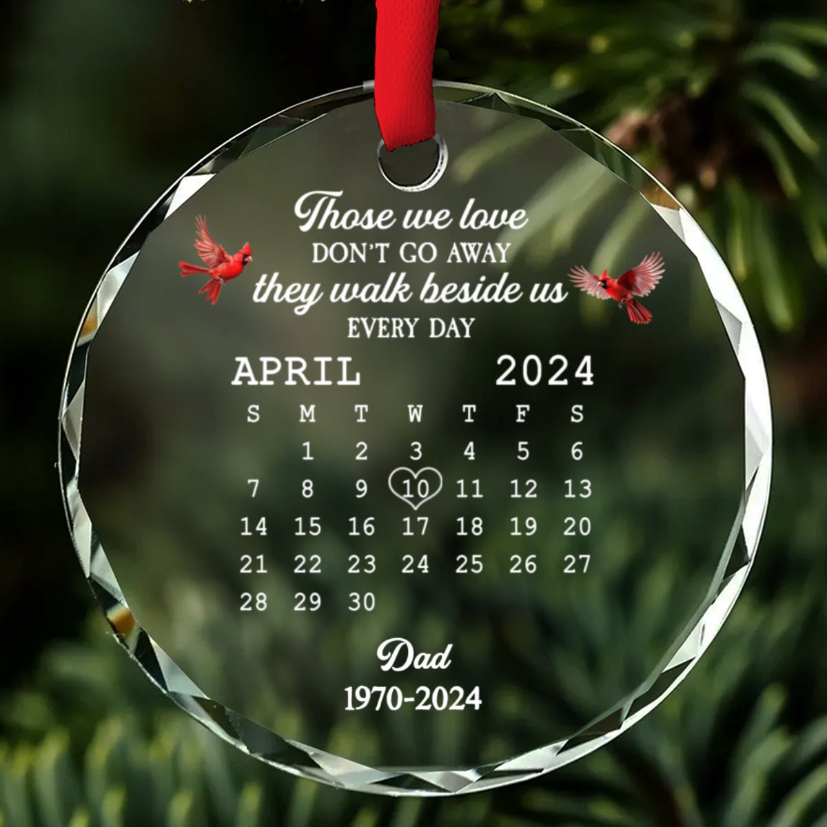 With Us Always - Personalized Custom Glass Ornament