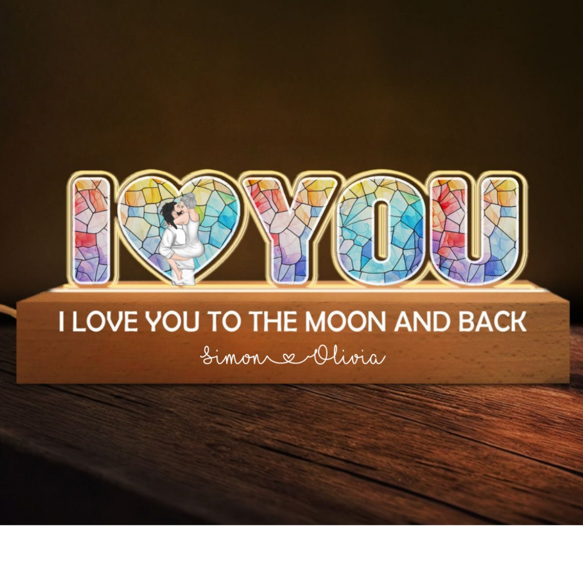 I Love You To The Moon And Back - Personalized Custom Acrylic 3D LED Night Light