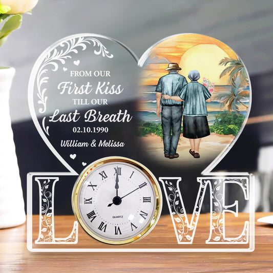 From Our First Kiss - Personalized Custom Acrylic Desk Clock Plaque