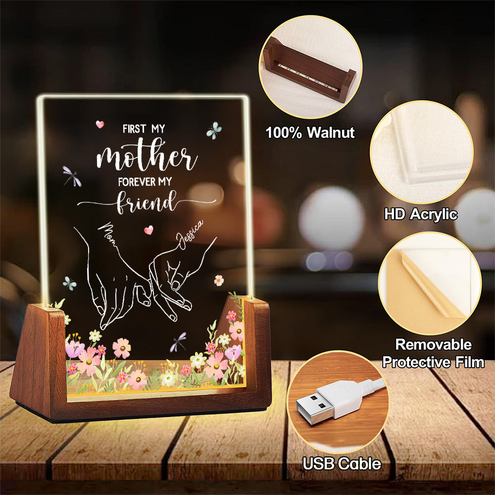 First My Mother Forever My Friend - Personalized Custom Plaque With Walnut Base