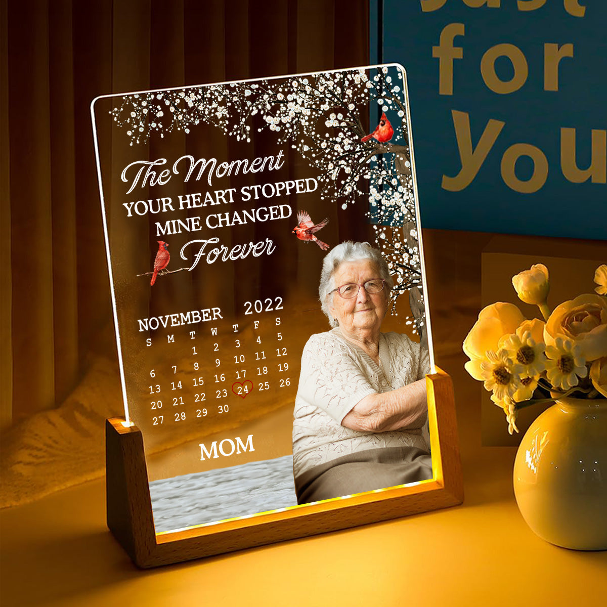 The Moment - Personalized Custom Plaque With Walnut Base