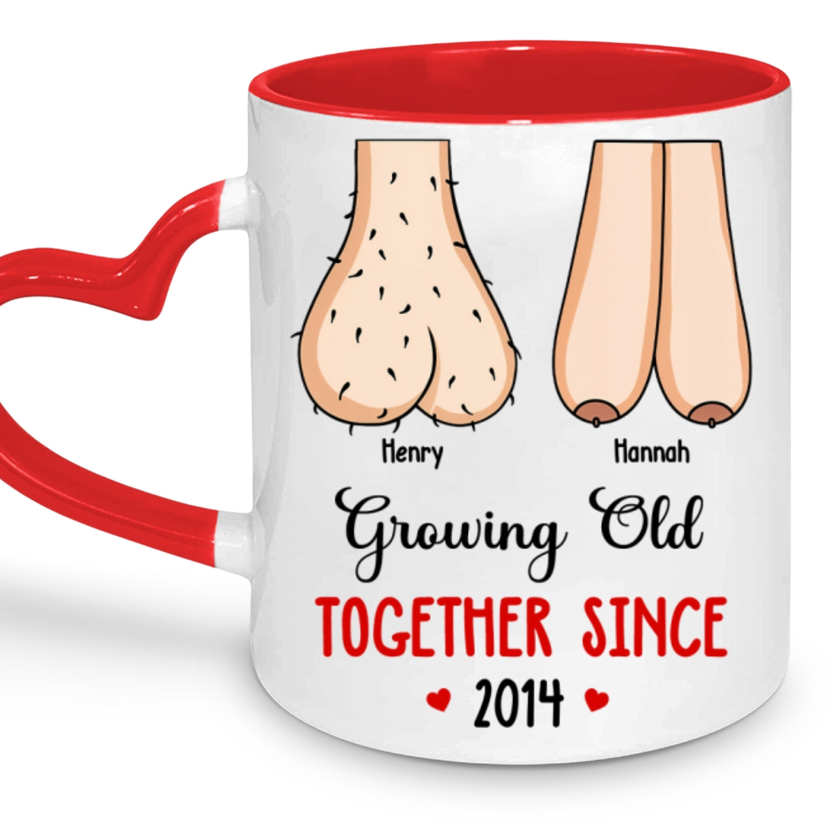Grow Old With You - Personalized Custom Heart Handle Mug